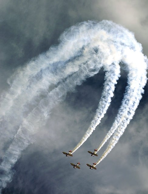 red baron squadron smoke air show planes airplane aviation aircraft airshow fly biplane loop aerobatics formation
