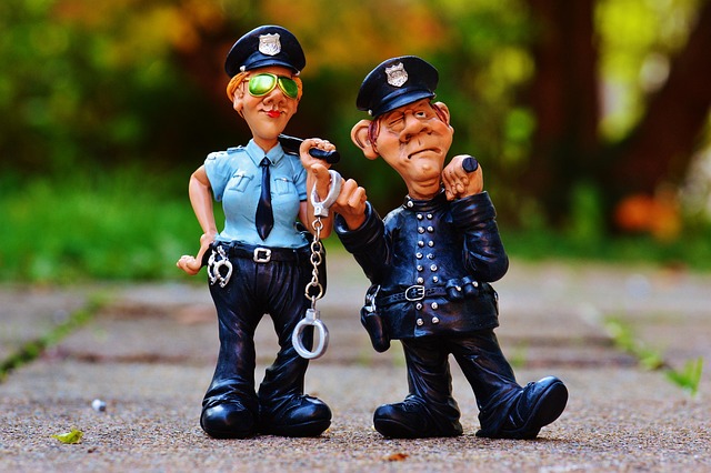cop policewoman colleagues fun figure police funny law enforcement officers handcuffs baton uniform cap police car police poli
