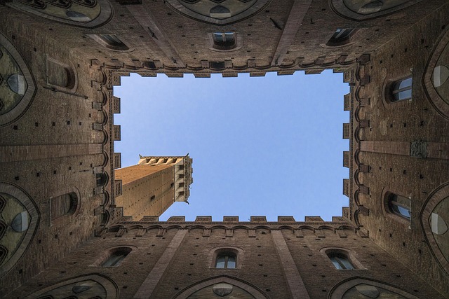 architecture building castle palace stoneworks masonry blue sky low angle shot perspective up fortress fortification fort castl