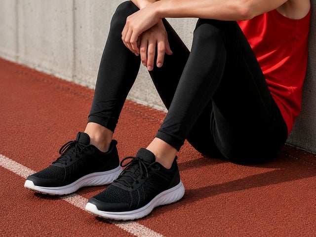 athlete running track runner stretching athletic wear running shoes outdoor sports healthy lifestyle determination preparation exe
