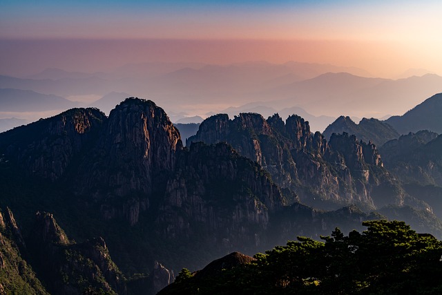mountain sunrise nature outdoors huangshan china