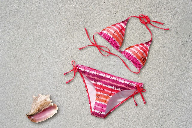 bikini two piece swimwear women two part pink nature orange fashion beach leisure time vacations shell sand clothing swim