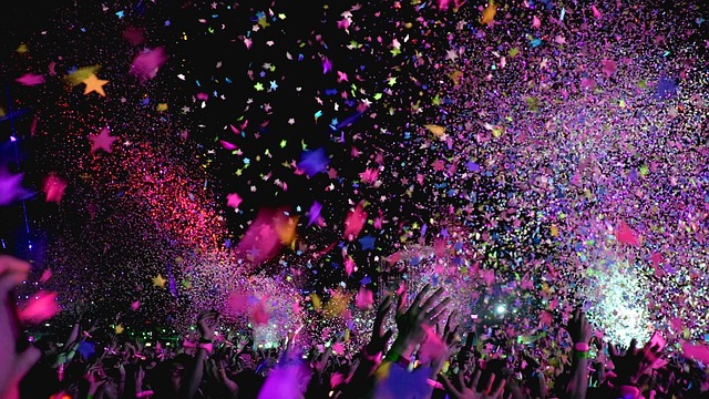 concert confetti party event club fun entertainment show crowd festival happy people young night disco celebration nightlife