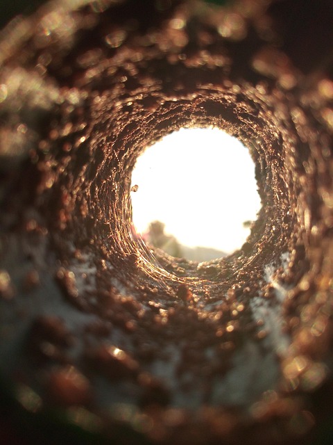 tunnel hole view beyond sky nature sunlight