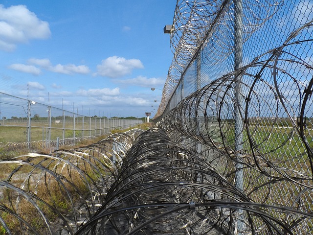 prison fence razor ribbon wire metal fence barbed barb prison spikes barbwire captive captured arrested prisoner inmate detai