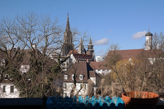 ulm ulm minster cityscape church tower heaven roofs sun act city panorama spire trinity church steeple onion tower tower onion