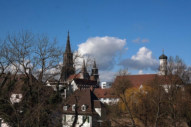 ulm ulm minster cityscape church tower heaven roofs sun act city panorama spire trinity church steeple onion tower tower onion