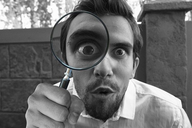 magnifying glass detective looking lens proof lead investigate research eyeball focus vision eye surprise evidence examine s