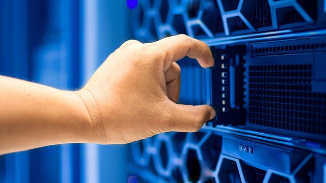 data center cable information technology technician server system room engineer work rack man computer network industry data
