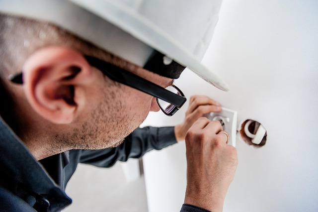 electrician repair electricity socket professional electric worker builder man male helmet work electrician electrician electr