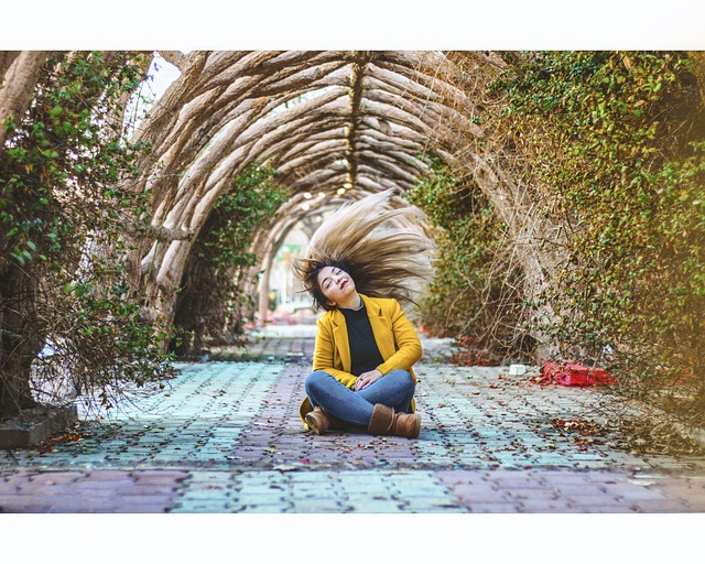 girl wind boots park tunnel