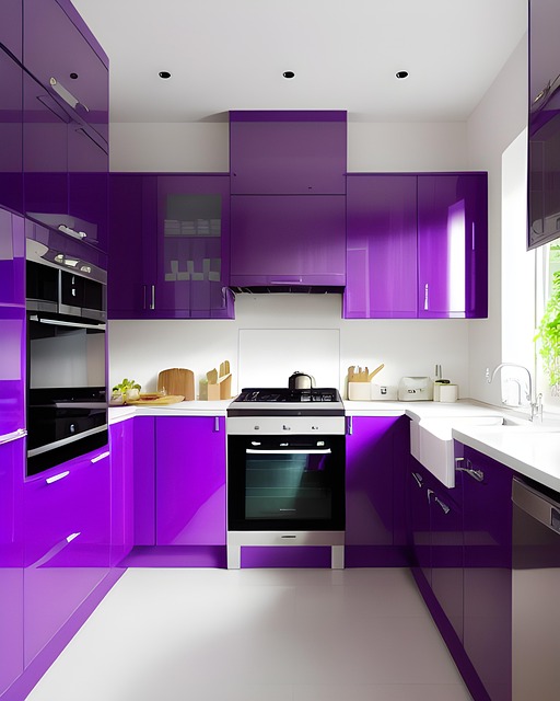 kitchen kitchen design kitchen worktop kitchen cabinets purple kitchen kitchen layout interior design ai generated