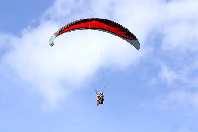 paraglider skydiving parachute slide flying blue pilot nature sport and fitness paragliding summer freedom means of transport r