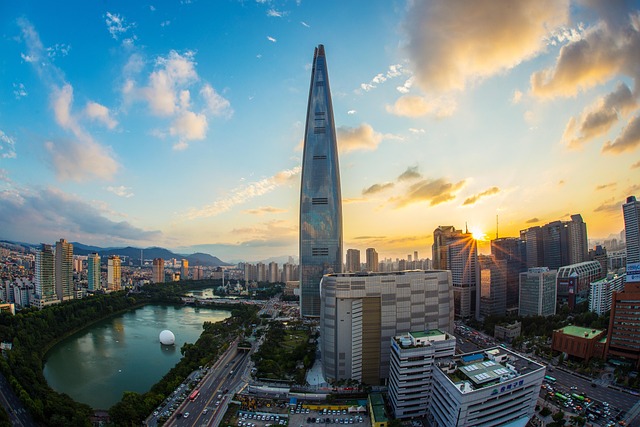 lotte world tower seoul republic of korea korea landscape seokchon lake city night sky street nature sky cloud lake sunset lig