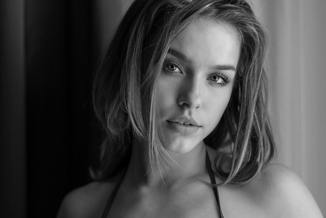 portrait adult woman facial expression girl beautiful model young face hair pretty
