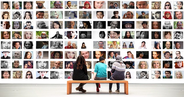 people exhibition faces photo album world population media system web news network connection connected with each other togeth