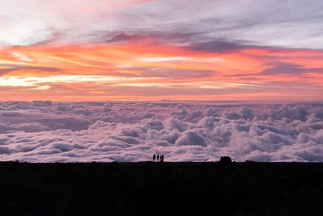 maui hawaii volcano clouds sky nature sunset travel