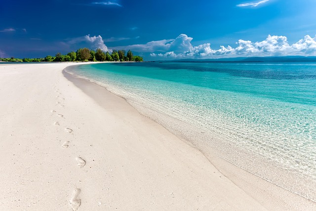 beach sea footprints sand nature sandy beach seashore shore coast coastline shoreline tropical island landscape tropical white