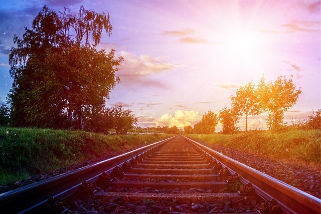 tracks railway tracks rails railroad tracks railroad rail path goal distance travel departure farewell route railway line thre