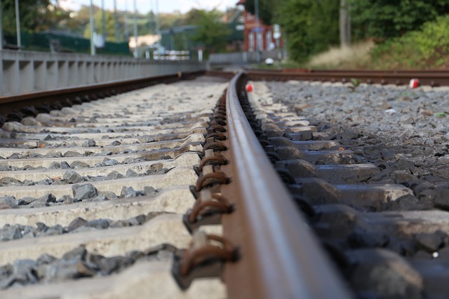 platform track threshold metal railroad track bed route stole iron railroad tracks train traffic