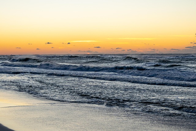 beach dawn surf ocean sand water sun sunrise daybreak clouds waves nature seascape landscape pensacola beach florida gulf of