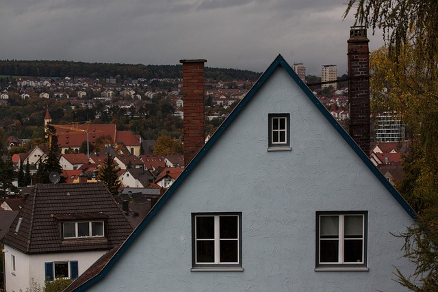 autumn weather rain house 2 window apartment light chimney tree settlement city lunch day bright nature series sequence