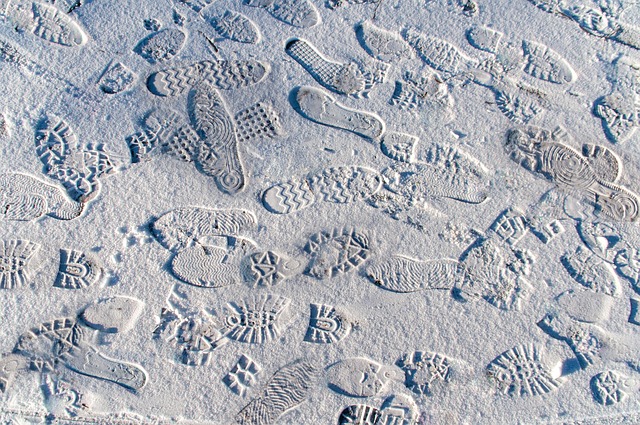 footprints nature snow winter shoes season