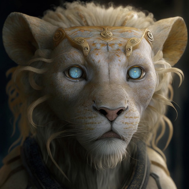 ai generated lion crown extraterrestrial blue eyes feline sirius fantasy midjourney sirius midjourney midjourney midjourney mid