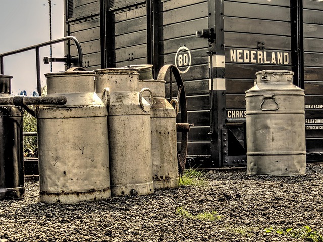 churns milk churn platform wagon milk