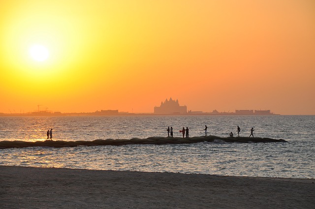 dubai uae day and night united arab emirates twilight nature sunset ocean beach