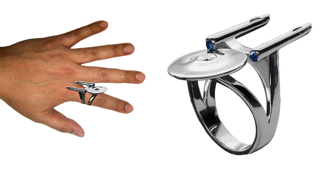 spaceship ring enterprise isolated hand