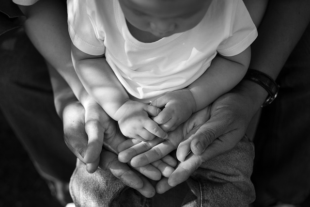 family together love people hand monochorme